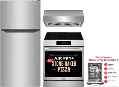 4 Piece Package Includes Refrigerator, Range, Hood And Dishwasher