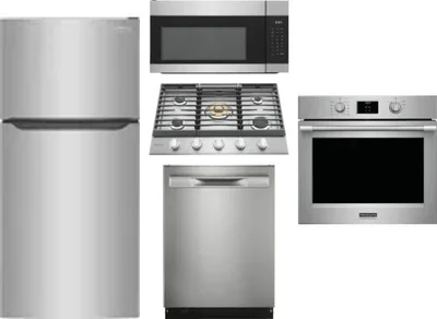 5 Piece Package Includes Refrigerator, Cooktop, Wall Oven, Microwave And Dishwasher