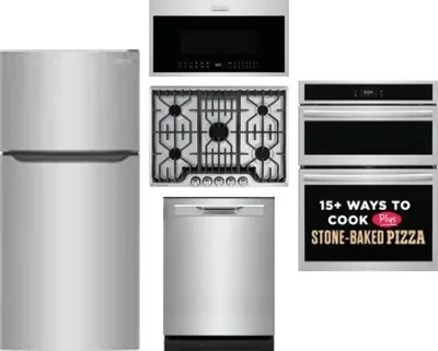5 Piece Package Includes Refrigerator, Cooktop, Wall Oven, Microwave And Dishwasher