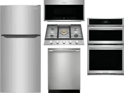 5 Piece Package Includes Refrigerator, Cooktop, Wall Oven, Microwave And Dishwasher