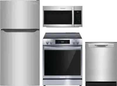 4 Piece Package Includes Refrigerator, Range, Microwave And Dishwasher