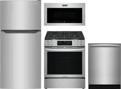 4 Piece Package Includes Refrigerator, Range, Microwave And Dishwasher