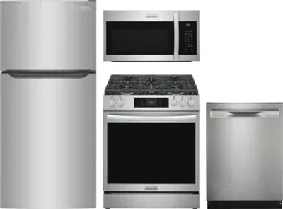 4 Piece Package Includes Refrigerator, Range, Microwave And Dishwasher