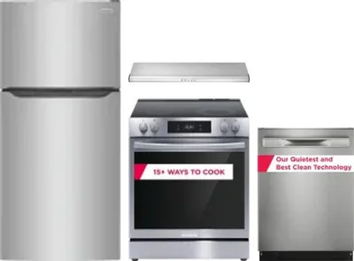 4 Piece Package Includes Refrigerator, Range, Hood And Dishwasher