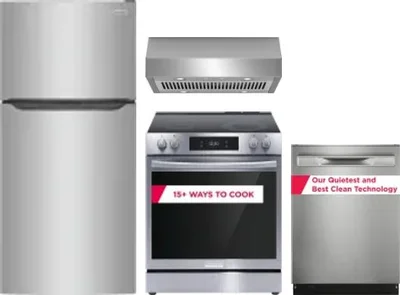 4 Piece Package Includes Refrigerator, Range, Hood And Dishwasher