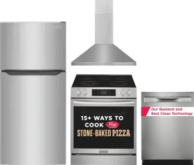 4 Piece Package Includes Refrigerator, Range, Hood And Dishwasher