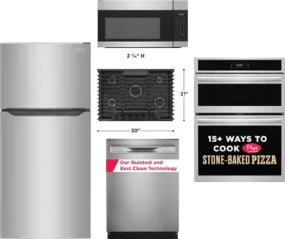 5 Piece Package Includes Refrigerator, Cooktop, Wall Oven, Microwave And Dishwasher