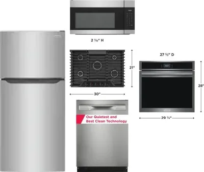5 Piece Package Includes Refrigerator, Cooktop, Wall Oven, Microwave And Dishwasher