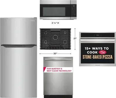 5 Piece Package Includes Refrigerator, Cooktop, Wall Oven, Microwave And Dishwasher