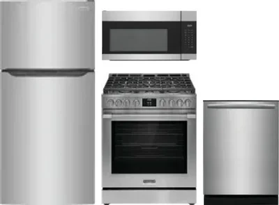 4 Piece Package Includes Refrigerator, Range, Microwave And Dishwasher