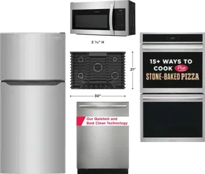 5 Piece Package Includes Refrigerator, Cooktop, Wall Oven, Microwave And Dishwasher
