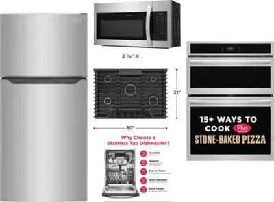 5 Piece Package Includes Refrigerator, Cooktop, Wall Oven, Microwave And Dishwasher