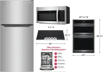5 Piece Package Includes Refrigerator, Cooktop, Wall Oven, Microwave And Dishwasher