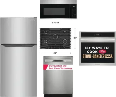 5 Piece Package Includes Refrigerator, Cooktop, Wall Oven, Microwave And Dishwasher