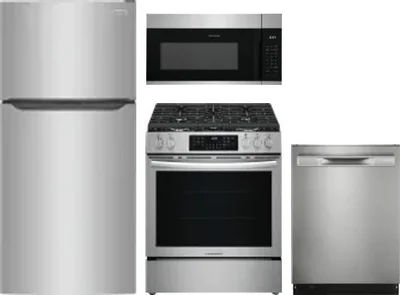 4 Piece Package Includes Refrigerator, Range, Microwave And Dishwasher