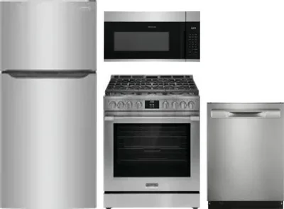 4 Piece Package Includes Refrigerator, Range, Microwave And Dishwasher