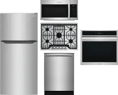 5 Piece Package Includes Refrigerator, Cooktop, Wall Oven, Microwave And Dishwasher