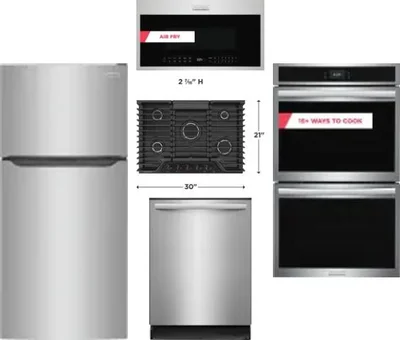 5 Piece Package Includes Refrigerator, Cooktop, Wall Oven, Microwave And Dishwasher