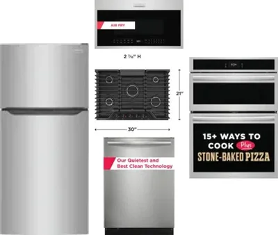 5 Piece Package Includes Refrigerator, Cooktop, Wall Oven, Microwave And Dishwasher