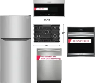 5 Piece Package Includes Refrigerator, Cooktop, Wall Oven, Microwave And Dishwasher