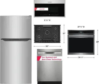 5 Piece Package Includes Refrigerator, Cooktop, Wall Oven, Microwave And Dishwasher