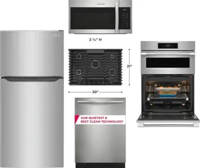 5 Piece Package Includes Refrigerator, Cooktop, Wall Oven, Microwave And Dishwasher