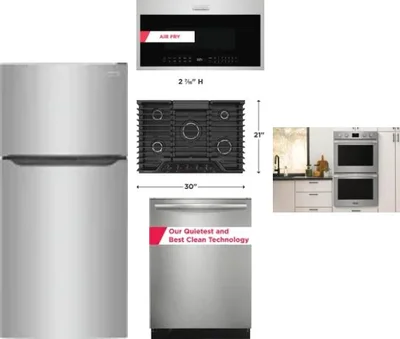5 Piece Package Includes Refrigerator, Cooktop, Wall Oven, Microwave And Dishwasher