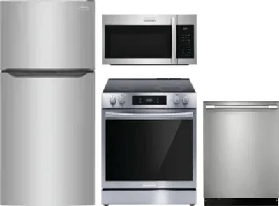4 Piece Package Includes Refrigerator, Range, Microwave And Dishwasher