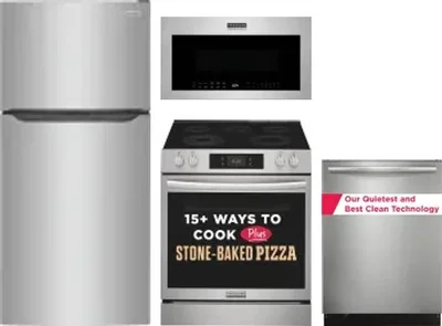 4 Piece Package Includes Refrigerator, Range, Microwave And Dishwasher