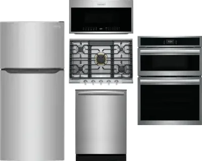 5 Piece Package Includes Refrigerator, Cooktop, Wall Oven, Microwave And Dishwasher