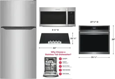 5 Piece Package Includes Refrigerator, Cooktop, Wall Oven, Microwave And Dishwasher