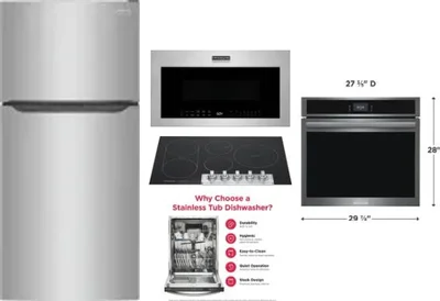 5 Piece Package Includes Refrigerator, Cooktop, Wall Oven, Microwave And Dishwasher