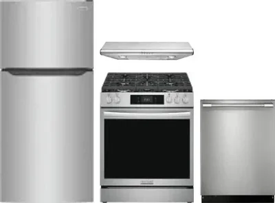 4 Piece Package Includes Refrigerator, Range, Hood And Dishwasher