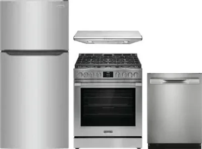 4 Piece Package Includes Refrigerator, Range, Hood And Dishwasher