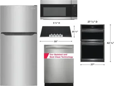 5 Piece Package Includes Refrigerator, Cooktop, Wall Oven, Microwave And Dishwasher