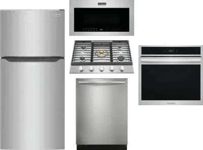 5 Piece Package Includes Refrigerator, Cooktop, Wall Oven, Microwave And Dishwasher
