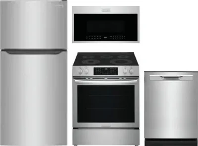 4 Piece Package Includes Refrigerator, Range, Microwave And Dishwasher
