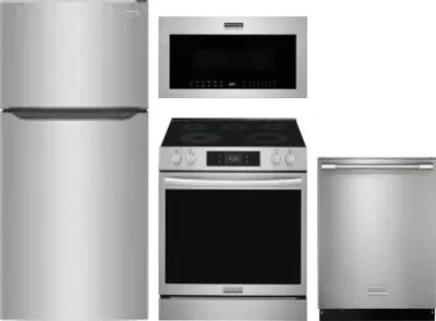 4 Piece Package Includes Refrigerator, Range, Microwave And Dishwasher