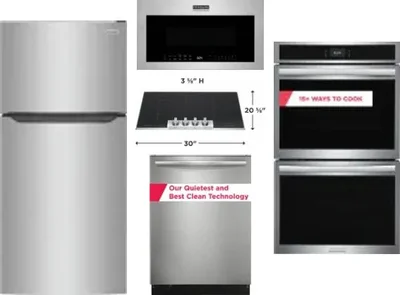 5 Piece Package Includes Refrigerator, Cooktop, Wall Oven, Microwave And Dishwasher