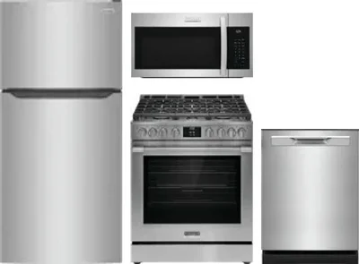 4 Piece Package Includes Refrigerator, Range, Microwave And Dishwasher