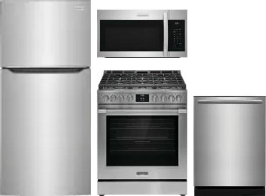 4 Piece Package Includes Refrigerator, Range, Microwave And Dishwasher