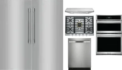 6 Piece Package Includes Refrigerator, Freezer, Cooktop, Wall Oven, Hood And Dishwasher