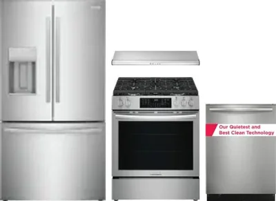 4 Piece Package Includes Refrigerator, Range, Hood And Dishwasher