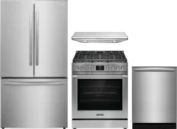 4 Piece Package Includes Refrigerator, Range, Hood And Dishwasher