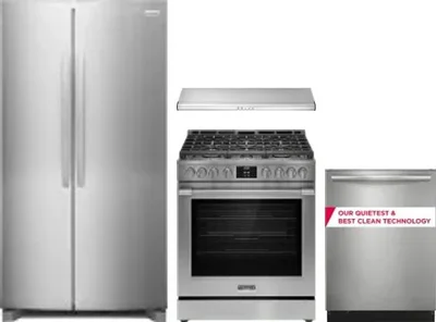 4 Piece Package Includes Refrigerator, Range, Hood And Dishwasher