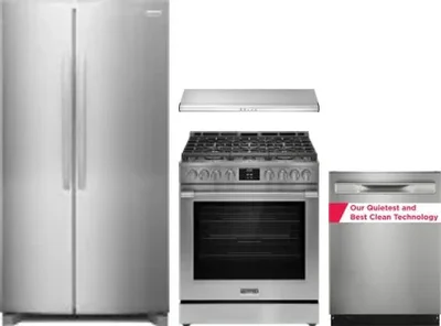 4 Piece Package Includes Refrigerator, Range, Hood And Dishwasher