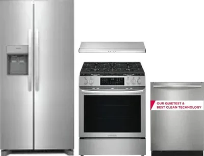 4 Piece Package Includes Refrigerator, Range, Hood And Dishwasher