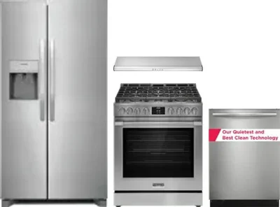 4 Piece Package Includes Refrigerator, Range, Hood And Dishwasher