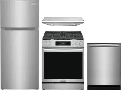 4 Piece Package Includes Refrigerator, Range, Hood And Dishwasher