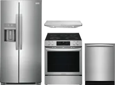 4 Piece Package Includes Refrigerator, Range, Hood And Dishwasher